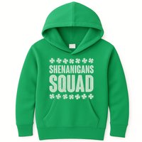 St Patrick's Day Shenanigans Squad Shamrocks Clover Kids Hoodie
