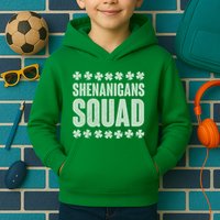 St Patrick's Day Shenanigans Squad Shamrocks Clover Kids Hoodie