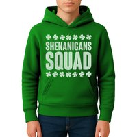 St Patrick's Day Shenanigans Squad Shamrocks Clover Kids Hoodie