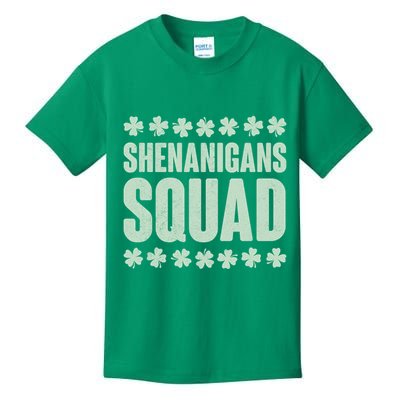 St Patrick's Day Shenanigans Squad Shamrocks Clover Kids T-Shirt