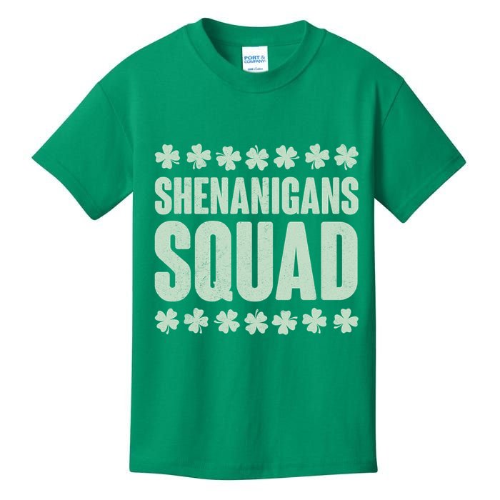 St Patrick's Day Shenanigans Squad Shamrocks Clover Kids T-Shirt