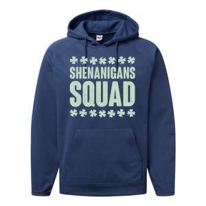 St Patrick's Day Shenanigans Squad Shamrocks Clover Performance Fleece Hoodie