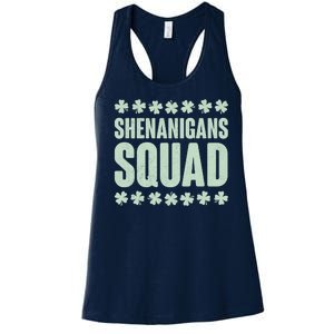 St Patrick's Day Shenanigans Squad Shamrocks Clover Women's Racerback Tank