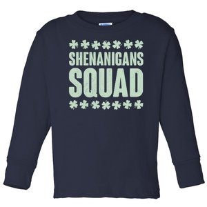 St Patrick's Day Shenanigans Squad Shamrocks Clover Toddler Long Sleeve Shirt