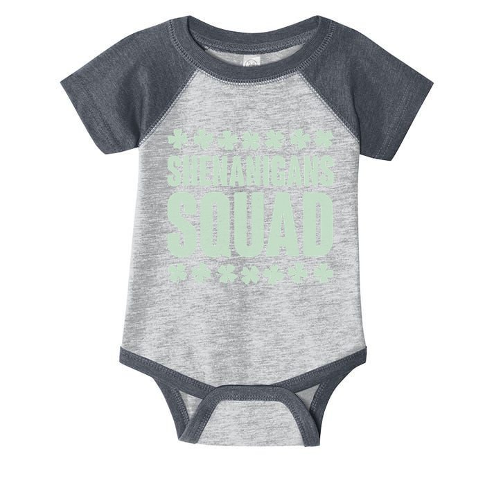 St Patrick's Day Shenanigans Squad Shamrocks Clover Infant Baby Jersey Bodysuit