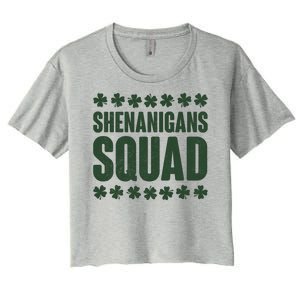 St Patrick's Day Shenanigans Squad Shamrocks Clover Women's Crop Top Tee