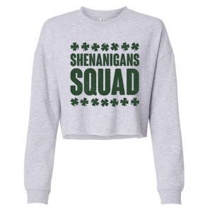 St Patrick's Day Shenanigans Squad Shamrocks Clover Cropped Pullover Crew