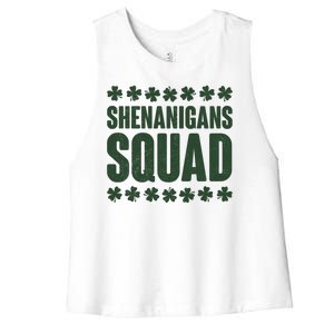 St Patrick's Day Shenanigans Squad Shamrocks Clover Women's Racerback Cropped Tank