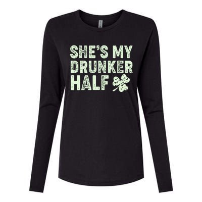 St Patrick's Day She's My Drunker Half Matching Couple's Womens Cotton Relaxed Long Sleeve T-Shirt