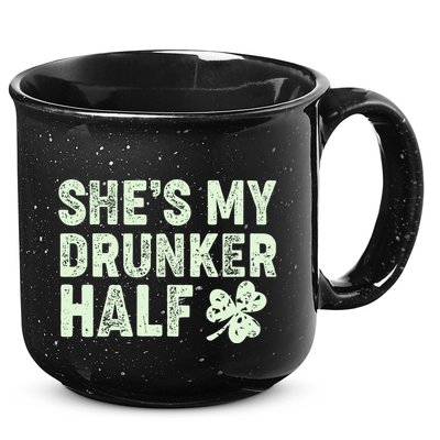 St Patrick's Day She's My Drunker Half Matching Couple's 15oz Campfire Ceramic Mug