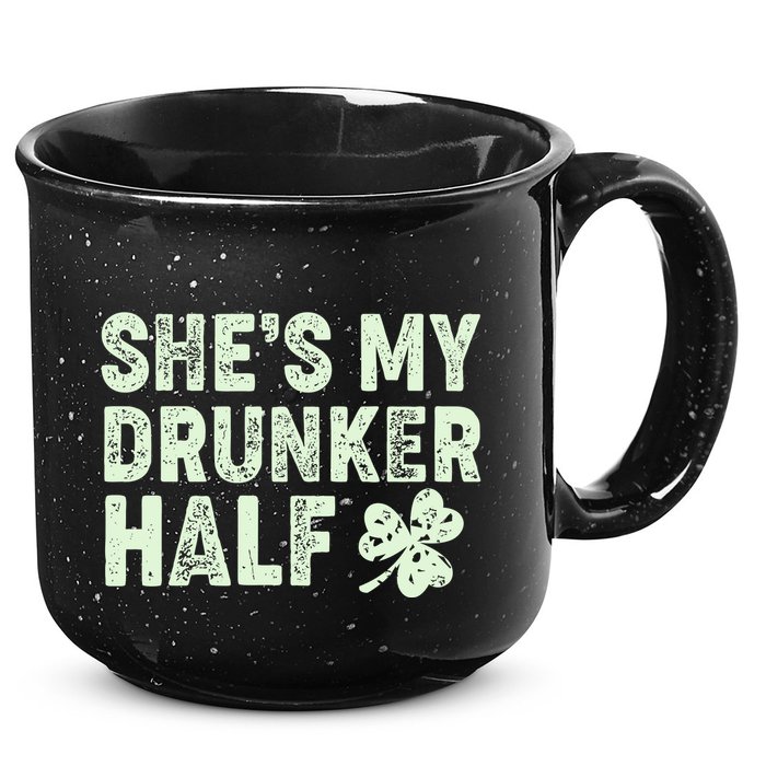 St Patrick's Day She's My Drunker Half Matching Couple's 15oz Campfire Ceramic Mug