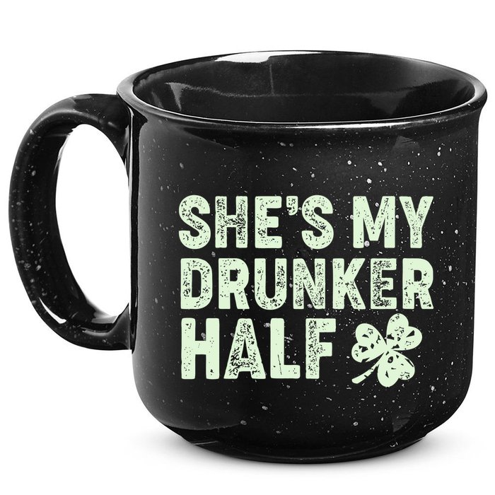 St Patrick's Day She's My Drunker Half Matching Couple's 15oz Campfire Ceramic Mug