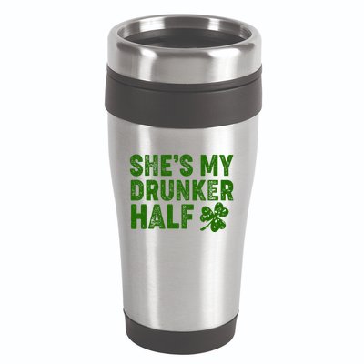 St Patrick's Day She's My Drunker Half Matching Couple's 16oz Travel Tumbler