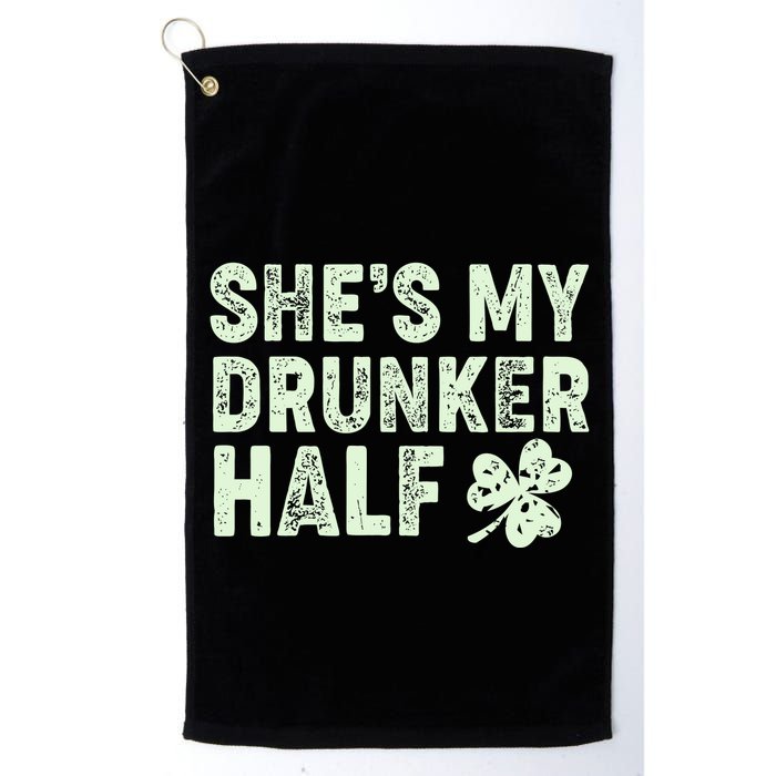 St Patrick's Day She's My Drunker Half Matching Couple's Golf Towel