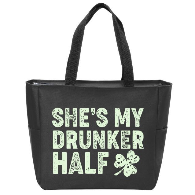 St Patrick's Day She's My Drunker Half Matching Couple's Zip Tote Bag