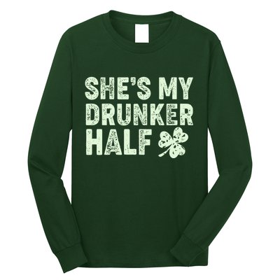 St Patrick's Day She's My Drunker Half Matching Couple's Long Sleeve Shirt