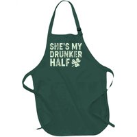 St Patrick's Day She's My Drunker Half Matching Couple's Full-Length Apron With Pockets