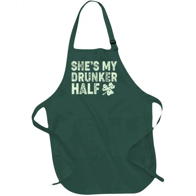 St Patrick's Day She's My Drunker Half Matching Couple's Full-Length Apron With Pockets