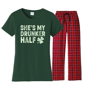 St Patrick's Day She's My Drunker Half Matching Couple's Women's Flannel Pajama Set