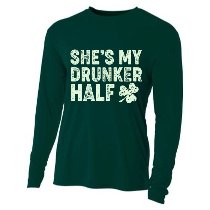 St Patrick's Day She's My Drunker Half Matching Couple's Cooling Performance Long Sleeve Crew