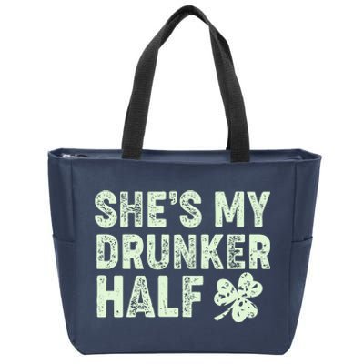 St Patrick's Day She's My Drunker Half Matching Couple's Zip Tote Bag