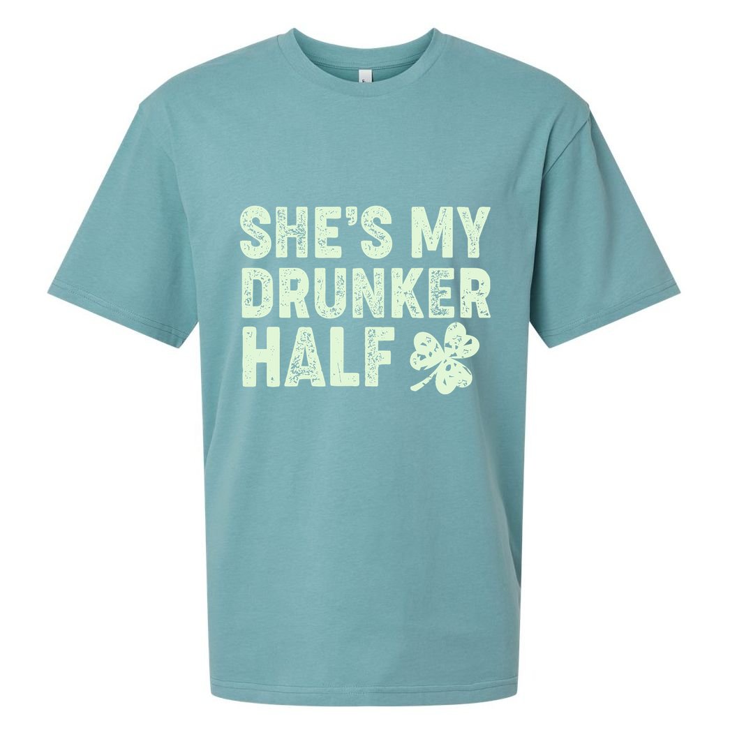 St Patrick's Day She's My Drunker Half Matching Couple's Sueded Cloud Jersey T-Shirt