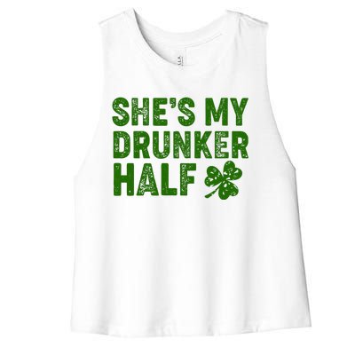 St Patrick's Day She's My Drunker Half Matching Couple's Women's Racerback Cropped Tank