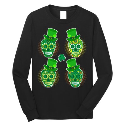 St Patrick's Day Sugar Skulls Long Sleeve Shirt