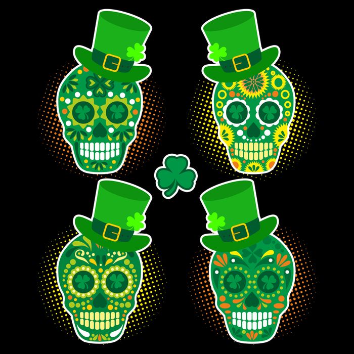 St Patrick's Day Sugar Skulls Apron