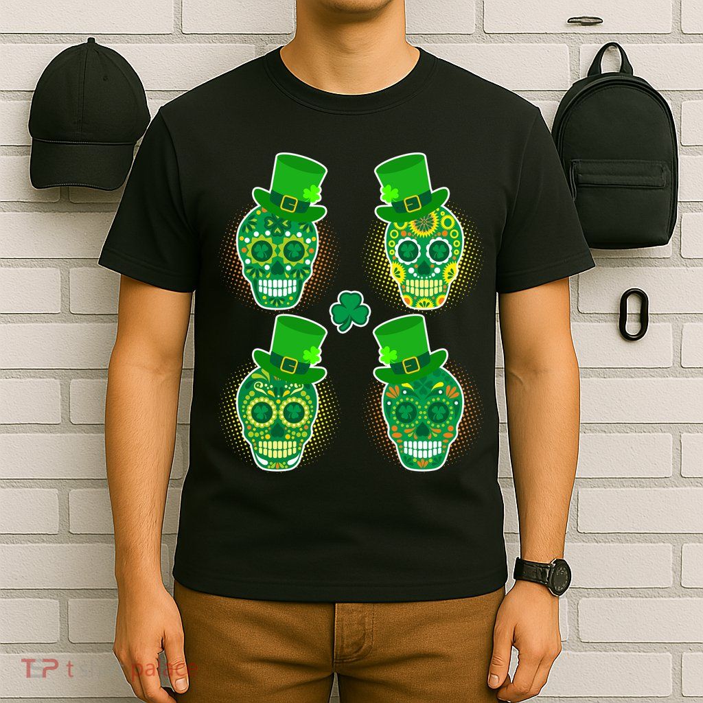 St Patrick's Day Sugar Skulls T-Shirt