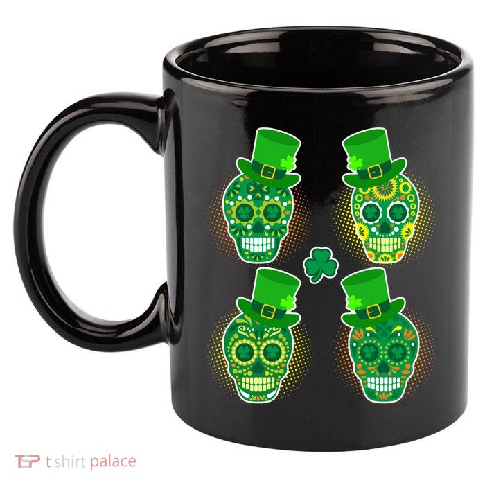 St Patrick's Day Sugar Skulls 11oz C Handle Ceramic Mug