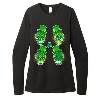 St Patrick's Day Sugar Skulls Womens CVC Long Sleeve Shirt