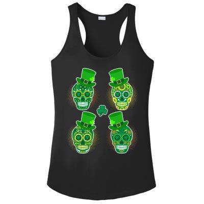 St Patrick's Day Sugar Skulls Ladies PosiCharge Competitor Racerback Tank