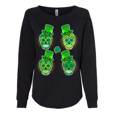 St Patrick's Day Sugar Skulls Womens California Wash Sweatshirt