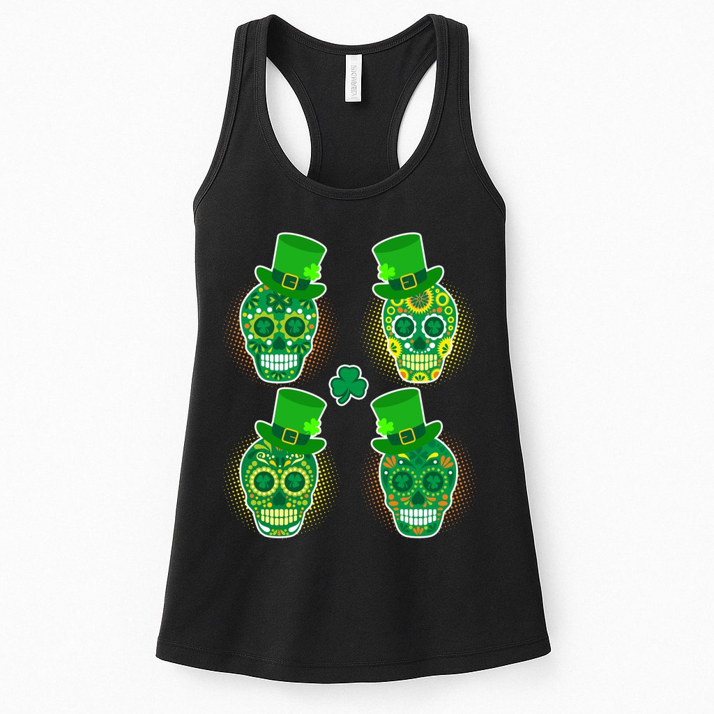 St Patrick's Day Sugar Skulls Womens Tank Top