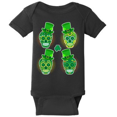 St Patrick's Day Sugar Skulls Baby Bodysuit