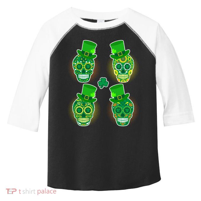 St Patrick's Day Sugar Skulls Toddler Fine Jersey T-Shirt