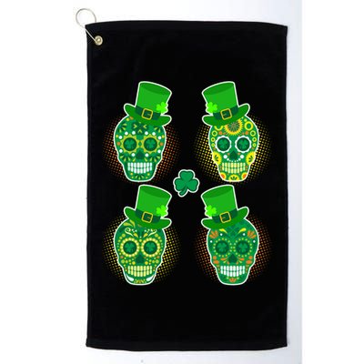 St Patrick's Day Sugar Skulls Golf Towel