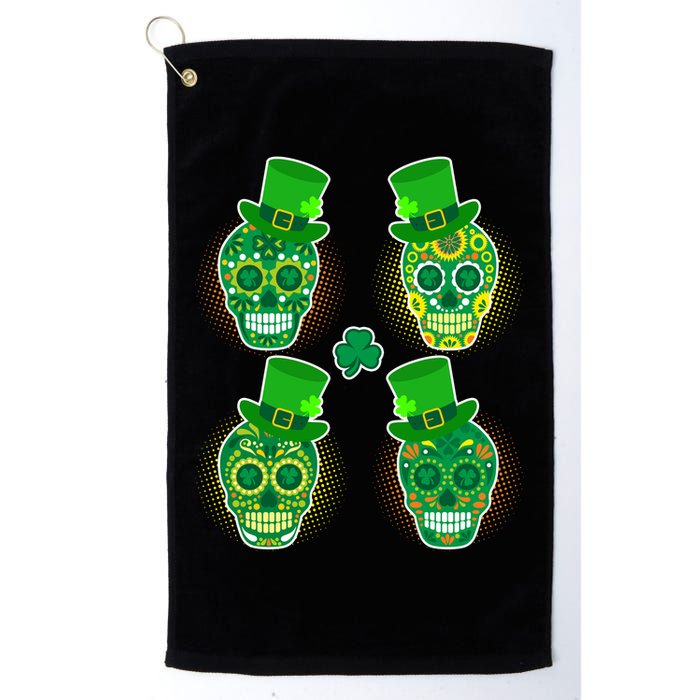 St Patrick's Day Sugar Skulls Golf Towel