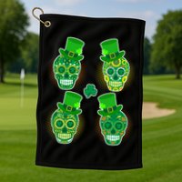 St Patrick's Day Sugar Skulls Golf Towel