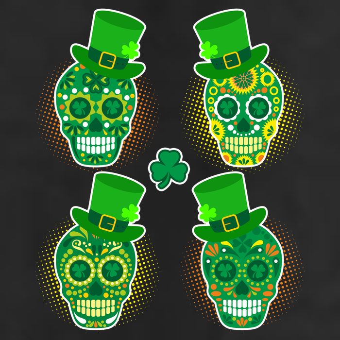 St Patrick's Day Sugar Skulls Golf Towel