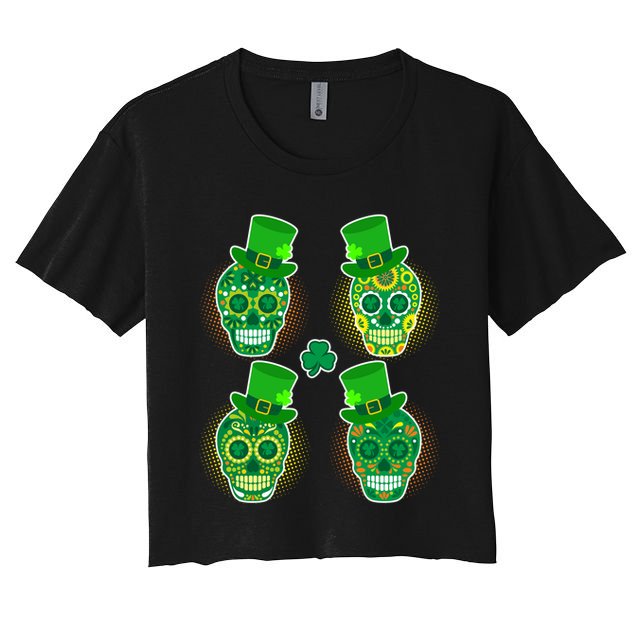 St Patrick's Day Sugar Skulls Crop Top
