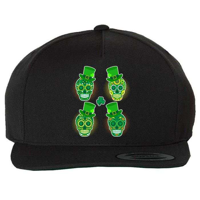 St Patrick's Day Sugar Skulls Wool Snapback Cap