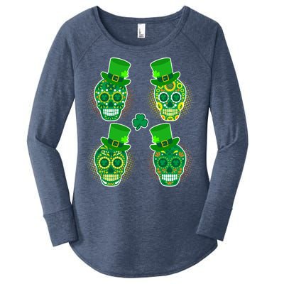 St Patrick's Day Sugar Skulls Women's Perfect Tri Tunic Long Sleeve Shirt