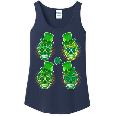 St Patrick's Day Sugar Skulls Ladies Essential Tank