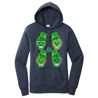 St Patrick's Day Sugar Skulls Women's Pullover Hoodie