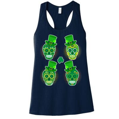 St Patrick's Day Sugar Skulls Women's Racerback Tank