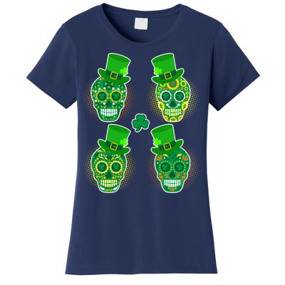 St Patrick's Day Sugar Skulls Women's T-Shirt