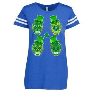 St Patrick's Day Sugar Skulls Enza Ladies Jersey Football T-Shirt