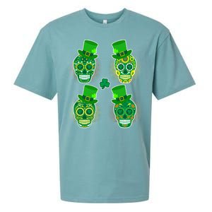 St Patrick's Day Sugar Skulls Sueded Cloud Jersey T-Shirt